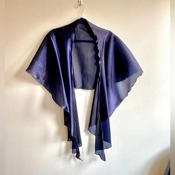 Laura Petites Formal Wedding Shawl in Sheer Navy - NWOT - Picture 3 of 10